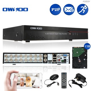 Owsoo เครื่องบันทึกวิดีโอดิจิทัล 16CH ช่อง Full CIF H.264 HDMI P2P DVR และฮาร์ดดิสก์ Seagate 1TB รองรับการบันทึกเสียง ควบคุมการเคลื่อนไหว