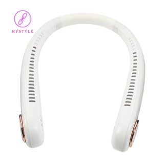 พัดลมคล้องคอ 3 ระดับ แบบพกพา ชาร์จ USB สีขาว