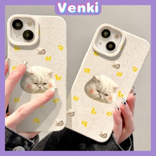  Venki - เข้ากันได้สำหรับ เคสไอโฟน เคสไอโฟน11 เคส iphone 11 เป็นมิตรกับสิ่งแวดล้อมเคสสีขาวที่ย่อยสลายได้กันกระแทกป้องกันน่ารัก Doodle Face Kitten เข้ากันได้กับ iPhone 14 Pro max 13 Pro max 12 Pro Max 11 XR 7 8Plus