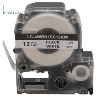 เทปฉลาก แบบเปลี่ยน LK-4WBN LC-4WBN9(SS12KW) สําหรับ Epson LabelWorks LW300 LW400 LW500 LW700 1/2 นิ้ว X 26.2 ฟุต (12 มม. X 8 ม.) 5 แพ็ค