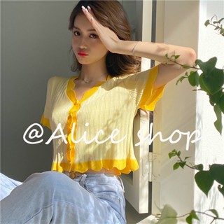 Alice  เสื้อครอป เสื้อแฟชั่นผู้หญิง สีพื้น สําหรับผู้หญิง ใส่ไปคลับ ปาร์ตี้ 2023 NEW  สวย High quality สไตล์เกาหลี รุ่นใหม่ A99J6SS 36Z230909