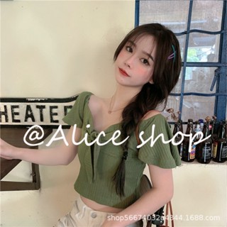 Alice  เสื้อครอป เสื้อแฟชั่นผู้หญิง สีพื้น สําหรับผู้หญิง ใส่ไปคลับ ปาร์ตี้ 2023 NEW  ทันสมัย ins ทันสมัย Comfortable A99J6UX 36Z230909