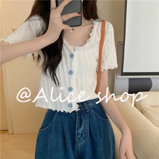 Alice  เสื้อครอป เสื้อแฟชั่นผู้หญิง สีพื้น สําหรับผู้หญิง ใส่ไปคลับ ปาร์ตี้ 2023 NEW  Unique ins Stylish Korean Style A99J6VV 36Z230909