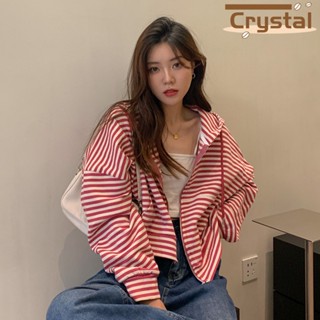 Crystal เสื้อผ้าผู้ญิง แขนยาว เสื้อฮู้ด คลุมหญิง สไตล์เกาหลี แฟชั่น A98J1J3