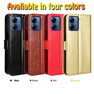 เคสโทรศัพท์หนัง ฝาพับแม่เหล็ก พร้อมช่องใส่บัตร หรูหรา สําหรับ Motorola Moto G14 2023 6.5 นิ้ว G14 G 14