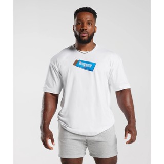 Gymshark เสื้อยืดคอกลม แขนสั้น ผ้าฝ้าย ยืดหยุ่น ทรงหลวม