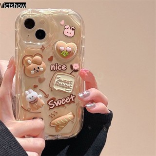 เคสโทรศัพท์มือถือ ซิลิโคน ขอบหยัก 3D ตุ๊กตาหมี กระต่าย 3D น่ารัก สีวาว สําหรับ Samsung A51 A24 A04 A04S A13 A14 A22 A23 A52 A12 A03 A03S A50 A02S A20 A32 A50S A30S DIY