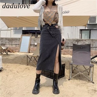 DaDulove💕 New American Ins High Street Retro Slit Denim Skirt Niche High Waist A- line Skirt Large Size Bag Hip Skirt