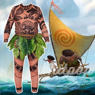 Hitpop- ชุดคอสเพลย์ฮาโลวีน Moana Maui และใบไม้ สําหรับครอบครัว