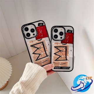 เคสโทรศัพท์มือถืออะคริลิคแข็ง TPU นิ่ม ขอบกันกระแทก ลาย Basquiat สําหรับ iPhone 14 13 12 11 Pro Max i14 i13 i12 i11