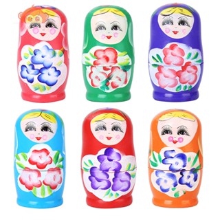 ของเล่นตุ๊กตาไม้ รูปการ์ตูน Matryoshka Russian Nesting แบบสร้างสรรค์ ของขวัญคริสต์มาส สําหรับเด็ก [Taylor.th]