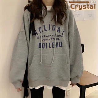 Crystal เสื้อผ้าผู้ญิง แขนยาว เสื้อฮู้ด คลุมหญิง สไตล์เกาหลี แฟชั่น A98J29H