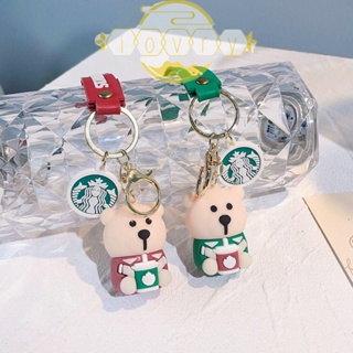 Ivory พวงกุญแจซิลิโคน ลายการ์ตูนหมี Starbucks 3D พร้อมกระดิ่ง และสายคล้อง