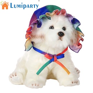 Lumiparty หมวกบังแดด ป้องกันรังสียูวี แต่งลูกไม้น่ารัก ปรับได้ แฟชั่นฤดูร้อน สําหรับสุนัขกลางแจ้ง