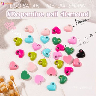 ตามมาตกแต่งเล็บ ดาราทำเล็บ Dopamine Love Jewelry Peach Heart Nail Decoration veemm