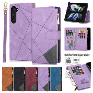 เคสหนัง ฝาพับแม่เหล็ก พร้อมช่องใส่บัตร สําหรับ Samsung Z Fold 5 Fold 4 Fold 3 5G