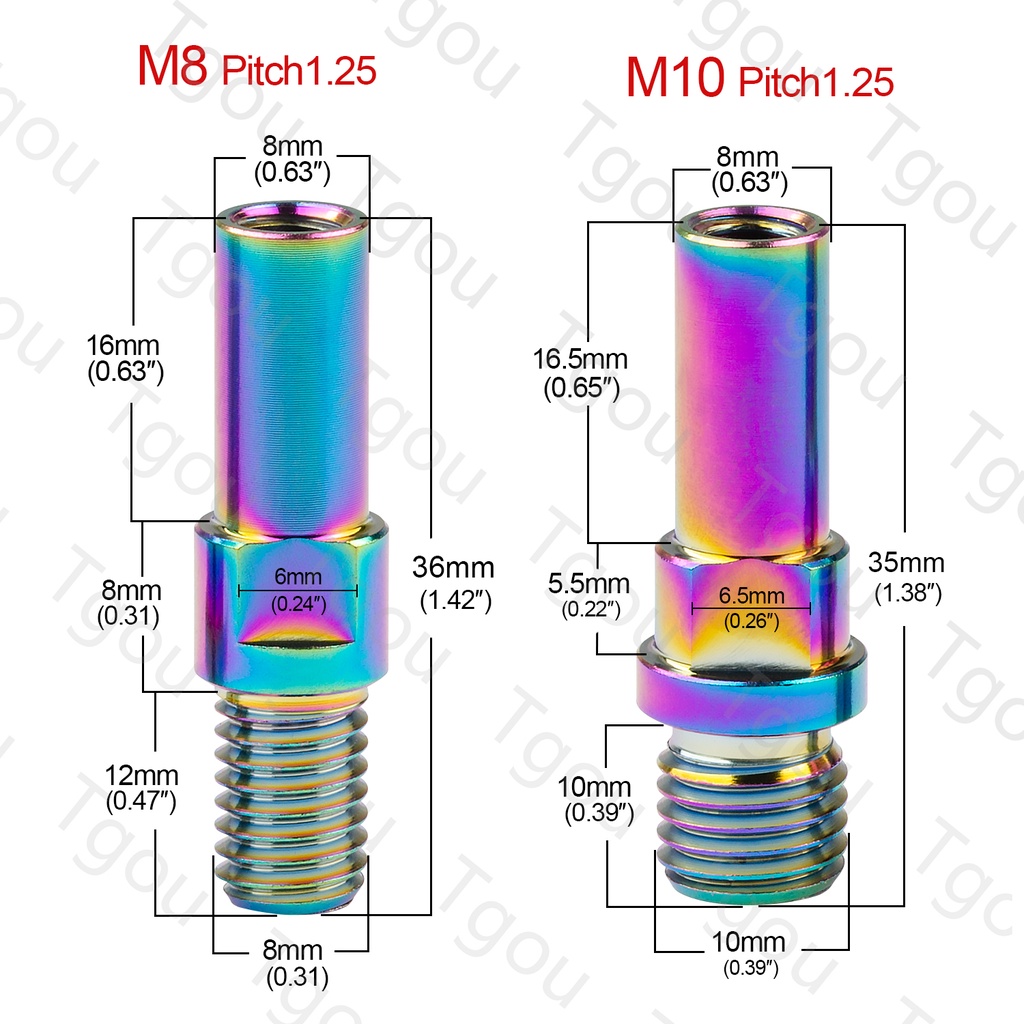 Tgou สกรูฐานวีเบรกไทเทเนียม M8 M10 พิช 1.25 มม. 1 คู่ ราคา ถูกที่สุด ดีลบีเคเค แกลเลอรีภาพที่ 2