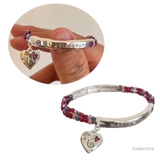 Boom Sweet Heart Charm สร้อยข้อมือ วินเทจ ลูกปัด สร้อยข้อมือ มินิมอล โลหะ กําไลข้อมือ มิตรภาพ เครื่องประดับ สายรัดข้อมือ ปรับได้