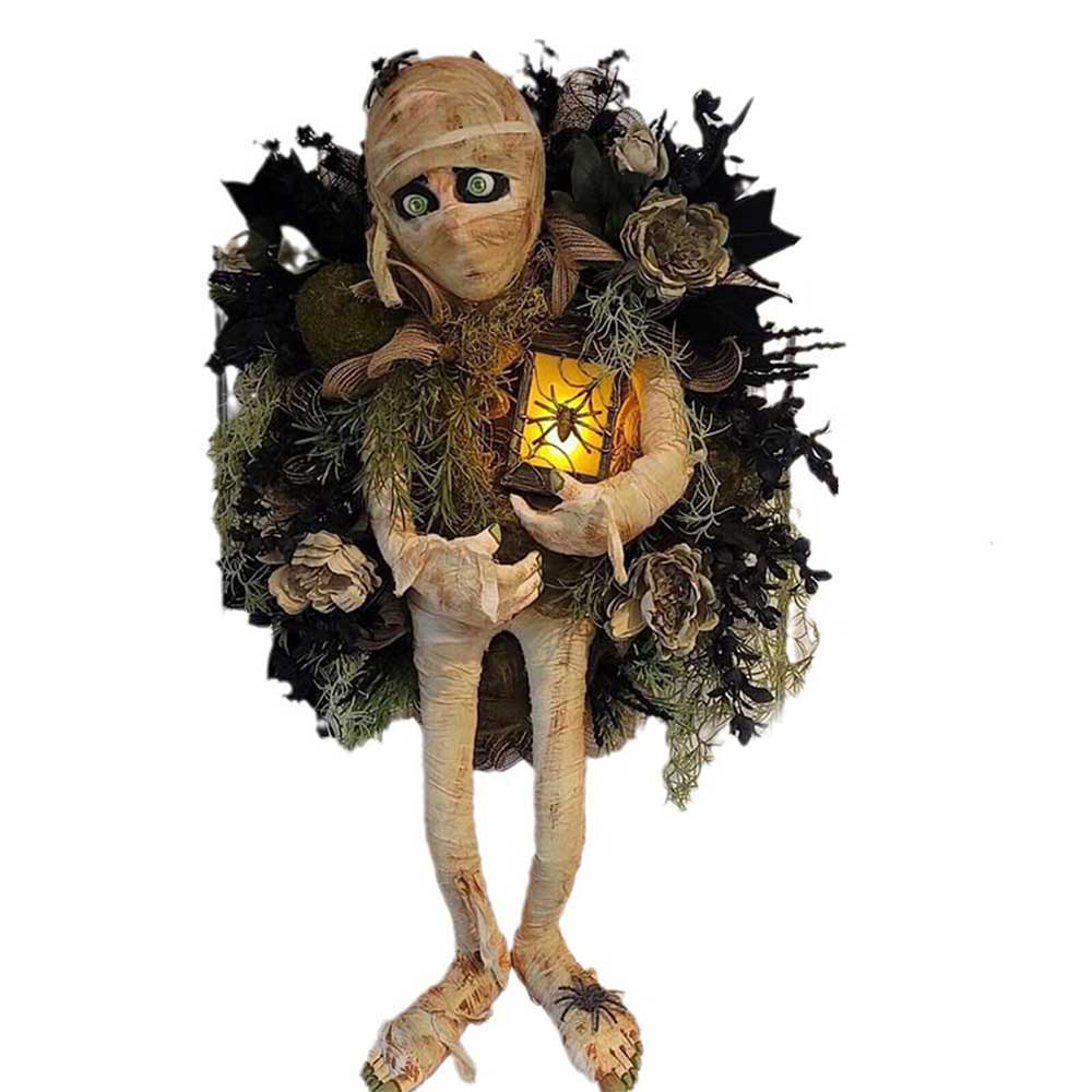 Mummy Halloween Wreath - Outdoor Front Door Wreath