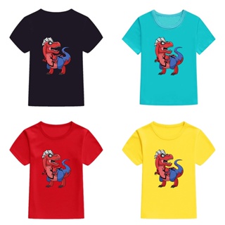 Qihang Spider-Rex Across The Spider-Verse เสื้อยืดแขนสั้น ทรงหลวม ระบายอากาศ สําหรับเด็กผู้ชาย และเด็กผู้หญิง