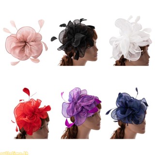 Time Feather Fascinator ดอกไม้ Fascinator หมวกผู้หญิง Fascinator แถบคาดศีรษะปาร์ตี้ค็อกเทลปาร์ตี้ Fascinator หมวก