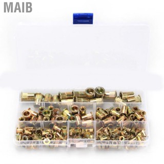 Maib 165PCS Rivet Nuts Assortment Color Zinc Plating Flat Head Threaded Insert M3 M4 M5 M6 M8