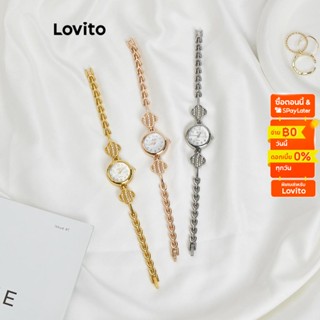 Lovito นาฬิกาข้อมือควอตซ์ โลหะ ลําลอง สําหรับผู้หญิง L60AD116 (โรสโกลด์/ทอง/เงิน)