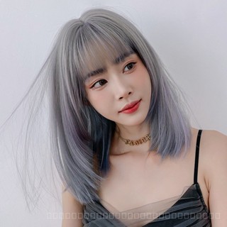 [0727]YWQJ-JF Summer New Wig Womens Mid-Length Long Hair Face Trimming Whole Wig Chemical Fiber Artificial Wig Bangs Fashion Headgear ECOP