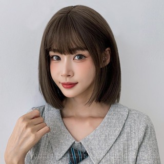 [0727]YWQJ-JF Wig Female Short Hair Korean Style Bob Haircut Cute Comic Bangs round Face Girl Collarbone Length Haircut Full-Head Wig Bobhaircut GKLR