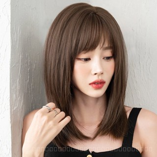 [0727]YWQJ-JF Cross-Border Wig Womens Long Hair Inner Button Simulation round Face Shoulder-Length Internet Celebrity Collarbone Length Haircut Age-Reducing Natural Full-Head Wig