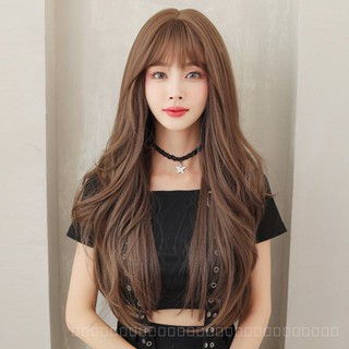 [0727]YWQJ-JF Wig Womens Long Hair Air Bangs Big Wave Long Curly Hair Natural Realistic Fluffy Curly Hair Cap Korean Style Hairstyle KKF6