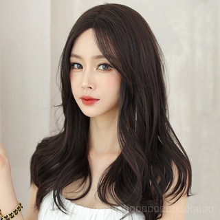 [0727]YWQJ-JF Cross-Border New Wig Female Eight-Character Bangs T-Shaped Hand-Woven Korean Style Lace Natural Long Curly Hair Simulation Full-Head Wig FWHX