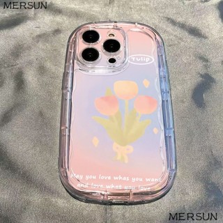 เคสโทรศัพท์มือถือนิ่ม แบบใส กันกระแทก ลายดอกทิวลิป สําหรับ Iphone Apple 14 13promax 12 11 7 8p xsxr 1U0I