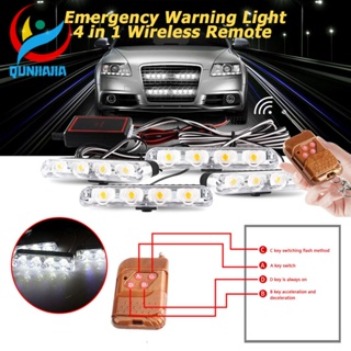 [qunjiajia.th] 4 in 1 ไฟสัญญาณเตือนไร้สาย 12V สําหรับรถบรรทุก SUV ATV