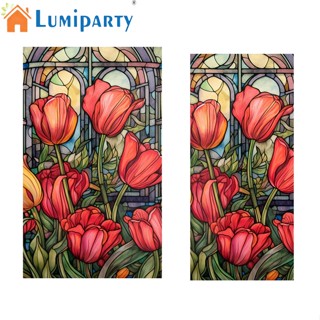 Lumiparty ฟิล์มกันความร้อน PVC ลายดอกทิวลิป หลากสี ลอกออกได้ สําหรับติดกระจกหน้าต่าง