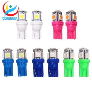 [qunjiajia.th] หลอดไฟ LED T10 W5W 5SMD 5050 กว้าง 1 คู่ สําหรับรถยนต์