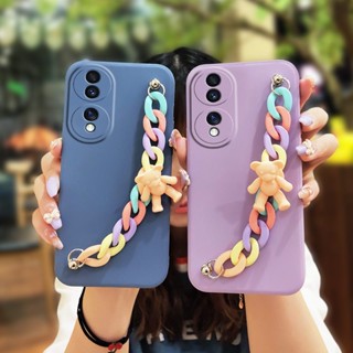 soft shell Back Cover Phone Case For Huawei Honor70 Bear bracelet protective case Liquid silicone shell Nordic style