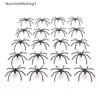 [NutriliteMelting1] ของเล่นแมงมุมพลาสติก สีดํา สําหรับตกแต่งปาร์ตี้ฮาโลวีน 20 ชิ้น