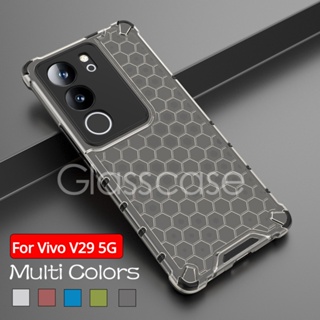 เคสโทรศัพท์มือถือ PC แข็ง แบบใส กันกระแทก ลายรังผึ้ง สําหรับ Vivo V29 5G V29 V27 Pro V27E V27Pro V29 2023