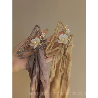 0818-YWSN Super Fairy Ribbon Flower Hair Clip Large Elegant Hair Clip Womens Back Head Shark Clip High Sense Antique Hair Accessories Hairpin K5D0