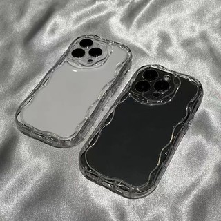 เคสโทรศัพท์มือถือแบบนิ่ม ใส กันกระแทก กันรอยเลนส์กล้อง ลายคลื่น สําหรับ for iPhone 17 16 15 pro max 14 Pro Max 11 12 13 Pro Max 14 X Xs Max Xr 7 8 6s Plus 13 Mini
