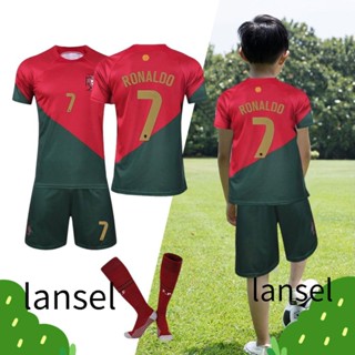 Lansel เสื้อกีฬาฟุตบอล โพลีเอสเตอร์ No.7 ระบายอากาศ คุณภาพสูง สําหรับเด็ก 3 ชิ้น