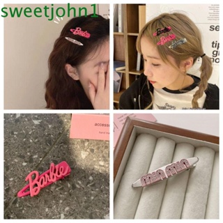 Sweetjohn กิ๊บติดผม อัลลอย ลายตัวอักษรน่ารัก สีชมพู สําหรับตุ๊กตาบาร์บี้