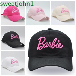 Sweetjohn หมวกเบสบอล ผ้าฝ้าย ปักลายการ์ตูนอนิเมะ Barbie ปรับได้ สําหรับเล่นกีฬากลางแจ้ง