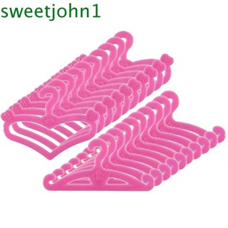 Sweetjohn ไม้แขวนเสื้อ รูปหัวใจ ขนาดเล็ก สีชมพู สําหรับตุ๊กตา 10 ชิ้น