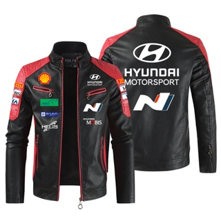 Hyundai LOGO jacket windbreaker PALISADE Sonata Elantra Santa car off-road rally leather long-sleeved thin section rainproof jacket