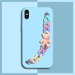 soft shell Liquid silicone shell Phone Case For iphone X/XS Skin-friendly feel Camera all inclusive Bear bracelet