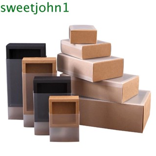 Sweetjohn กล่องกระดาษคราฟท์ สําหรับใส่คุกกี้ เค้ก ขนมหวาน 5 ชิ้น