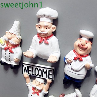 Sweetjohn สติกเกอร์แม่เหล็กติดตู้เย็น รูปเชฟ 3D สําหรับตกแต่งห้องครัว ตู้เย็น