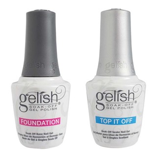 Gelish 15mL Foundation Base Coat No Wipe Top Coat Clear UV Gel Nail Polish